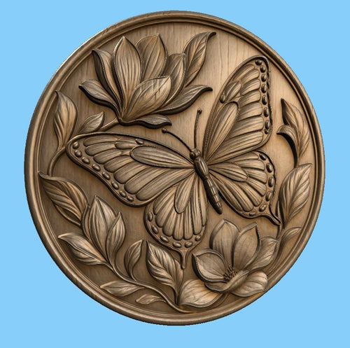 CNC & impression 3D relief papillon floral décoratif, fichier STL très haute qualité