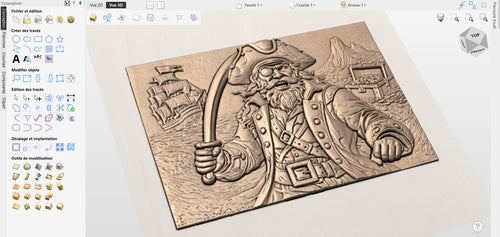 Fichier CNC pirate – bas-relief pour sculpture bois, décoration murale STL