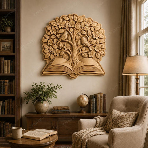 CNC & impression 3D arbre sortant d’un livre ouvert, fichier STL très haute qualité