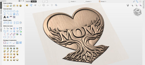 Fichier CNC cadeau fête des mères – cœur floral avec roses pour décoration murale maman STL