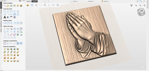 Fichier CNC & impression 3D mains en prière – bas-relief chrétien pour sculpture bois, décoration murale religieuse STL