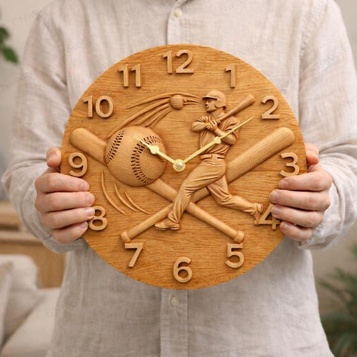 Fichier CNC horloge baseball – bas-relief sport pour sculpture bois, décoration murale STL