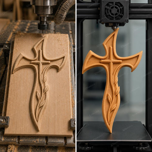 Fichier CNC & impression 3D croix en bois – bas-relief chrétien pour sculpture bois, décoration murale rustique STL