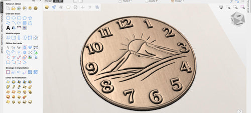 Fichier CNC horloge paysage montagne – bas-relief bois pour sculpture CNC, décoration murale rustique STL
