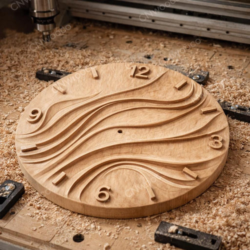 Fichier CNC horloge design abstrait – bas-relief bois 3D pour sculpture CNC, décoration murale moderne STL