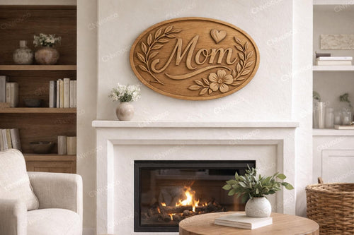 Fichier CNC & impression 3D panneau Mom floral – bas-relief bois pour cadeau fête des mères, décoration murale rustique STL