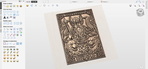 Fichier CNC Odin viking loups corbeaux, bas-relief bois mythologie nordique, décoration murale, modèle gravure 3D STL