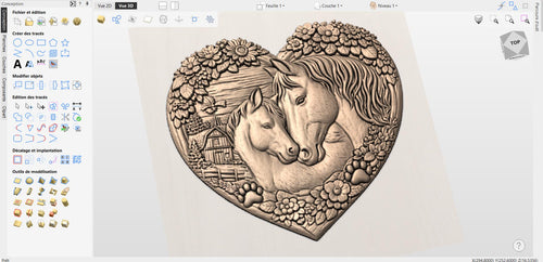 Fichier CNC & impression 3D cœur cheval – bas-relief 3D pour sculpture bois, décoration murale équestre STL