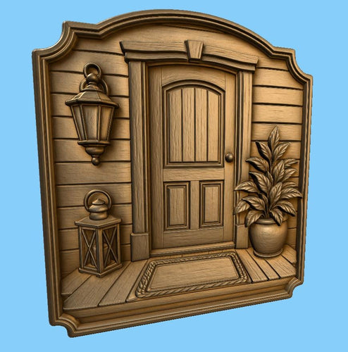 CNC & impression 3D relief porte d’entrée maison, porche fleuri décoratif, fichier STL très haute qualité