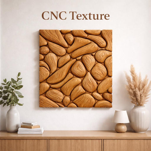 Fichier CNC panneau texture bois galets organiques – bas-relief motif pour sculpture bois, design surface décorative et panneau mural STL