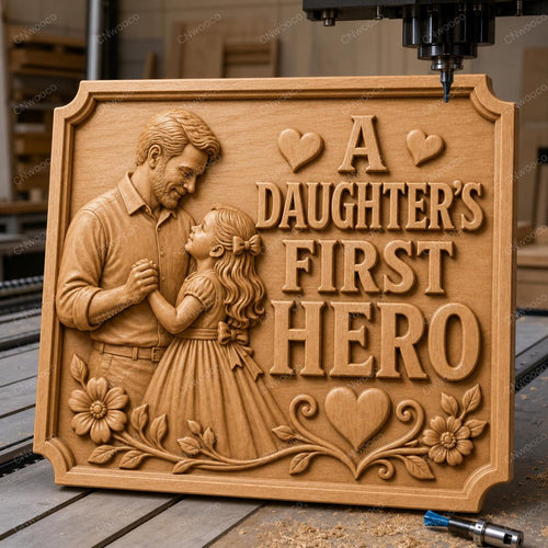 CNC & impression 3D relief père et fille First Hero, fichier STL très haute qualité