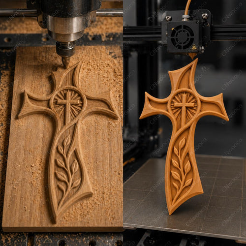 Fichier CNC & impression 3D – croix chrétienne en bas-relief 3D, modèle STL pour sculpture bois et décoration murale
