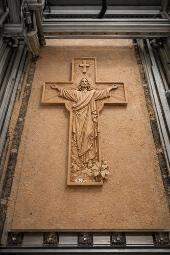 Fichier CNC & impression 3D croix Jésus Christ – bas-relief chrétien pour sculpture bois, décoration murale religieuse STL