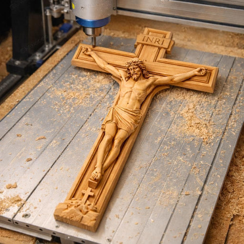 Fichier CNC croix bas-relief bois chrétien, wall art religieux, wood relief carving, woodworking decor, CNC router file,digital download STL
