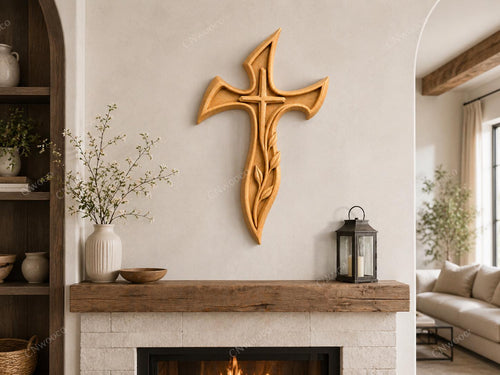 Fichier CNC & impression 3D croix en bois – bas-relief chrétien pour sculpture bois, décoration murale rustique STL