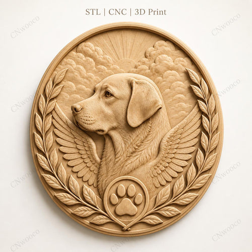 CNC & impression 3D chien ange mémorial, STL de haute qualité pour souvenir animal et sculpture bois