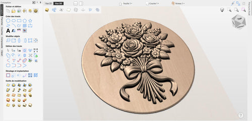Fichier CNC bouquet floral roses – bas-relief 3D pour sculpture bois, décoration murale STL