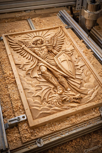 Fichier CNC Saint Michel Archange, bas-relief chrétien dragon, décoration murale religieuse, sculpture bois, modèle gravure 3D STL