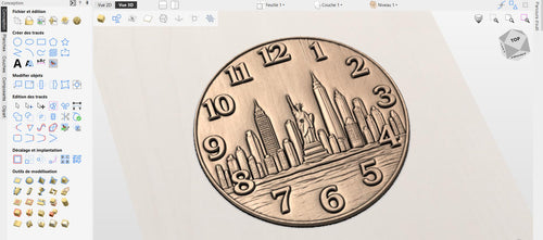 Fichier CNC horloge skyline New York – bas-relief Statue de la Liberté pour sculpture bois, décoration murale STL