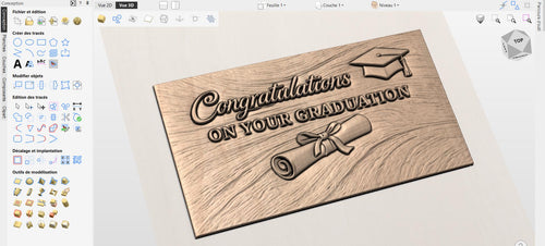 Fichier CNC & impression 3D panneau félicitations diplôme – bas-relief graduation pour sculpture bois, décoration murale STL