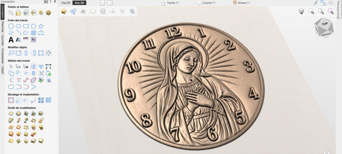Fichier CNC horloge chrétienne – bas-relief religieux pour sculpture bois, décoration murale église STL