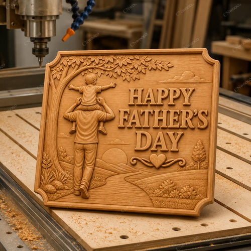 CNC & impression 3D relief fête des pères avec papa et enfant, fichier STL très haute qualité