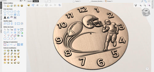 Fichier CNC horloge football américain – bas-relief sport pour sculpture bois, décoration murale STL