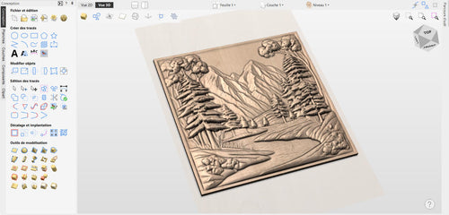 Mountain landscape 3D CNC file bas relief STL file for CNC router wall art