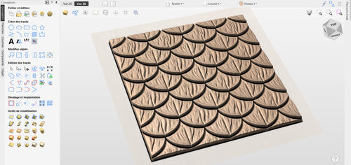 Fichier CNC panneau texture bois écaille (scallop) – bas-relief motif pour sculpture bois, design porte de meuble et décoration murale STL