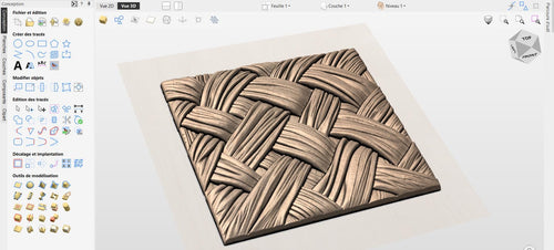 Fichier CNC panneau texture bois tressée – bas-relief pour sculpture bois, design porte de meuble et décoration murale STL
