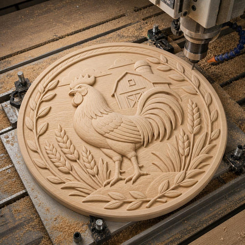 CNC & impression 3D coq de ferme, STL de haute qualité pour sculpture bois et décoration farmhouse