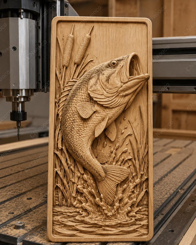 CNC & impression 3D poisson bass sautant hors de l’eau, fichier STL très haute qualité