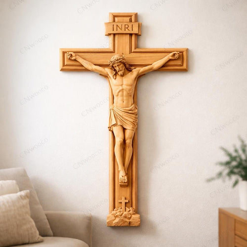 Fichier CNC croix bas-relief bois chrétien, wall art religieux, wood relief carving, woodworking decor, CNC router file,digital download STL