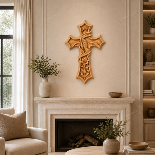 Fichier CNC & impression 3D – croix chrétienne en bas-relief 3D, modèle STL pour sculpture bois et décoration murale