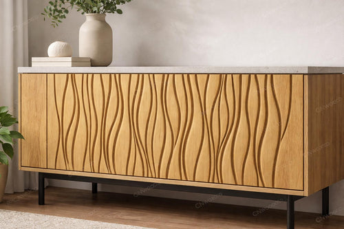 Fichier CNC panneau texture bois vague moderne – bas-relief pour sculpture bois, design façade meuble et décoration murale STL