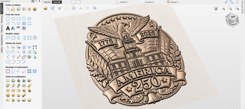 Fichier CNC & impression 3D America 250 bundle, pack de 3 reliefs patriotiques STL, anniversaire USA 1776 2026