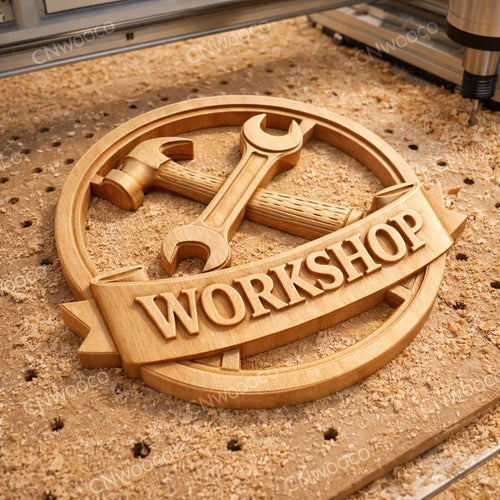 Fichier CNC panneau workshop outils bois, bas-relief atelier menuisier, décoration murale garage, modèle gravure 3D STL