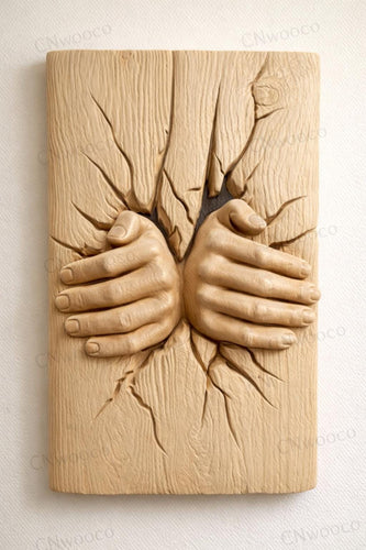Fichier CNC mains traversant le bois – bas-relief 3D pour sculpture bois, décoration murale et idée cadeau STL