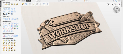 Fichier CNC panneau atelier à personnaliser – bas-relief pour sculpture bois, décoration murale workshop STL