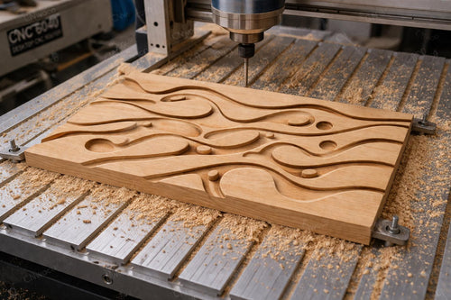 Fichier CNC panneau texture bois vague moderne – bas-relief pour sculpture bois, design façade meuble et décoration murale STL