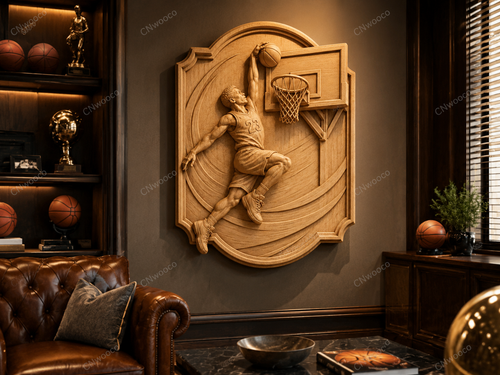 Relief basket joueur numéro 23 en dunk, CNC & impression 3D, fichier STL pour gravure bois, STL de très haute qualité