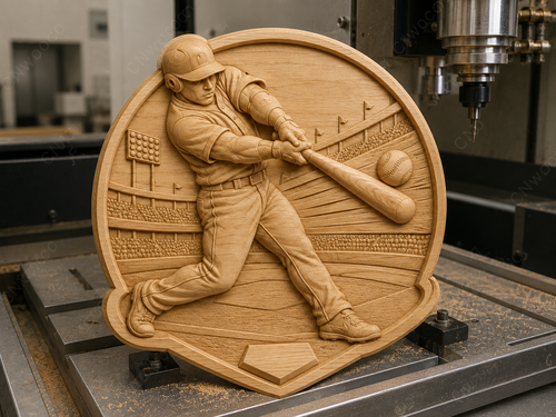 CNC & impression 3D relief baseball joueur batteur, stade sport américain, STL très haute qualité