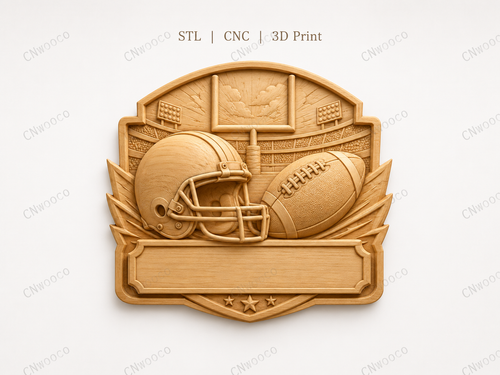 CNC & impression 3D relief football américain à personnaliser, casque ballon sport, STL très haute qualité