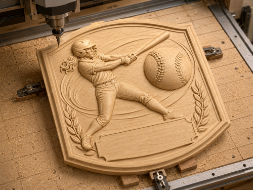 CNC & impression 3D relief softball féminin à personnaliser, plaque sportive pour sculpture bois, STL très haute qualité
