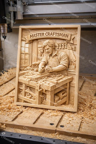 Fichier CNC panneau Master Craftsman – bas-relief menuisier pour sculpture bois, décoration murale atelier et bois STL
