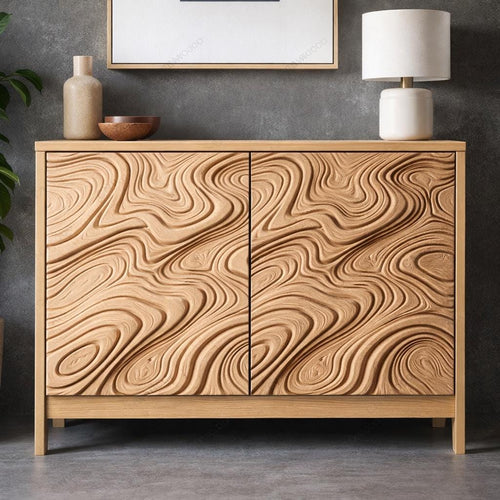 Fichier CNC panneau texture bois vague organique – bas-relief pour sculpture bois, décoration murale et meuble STL