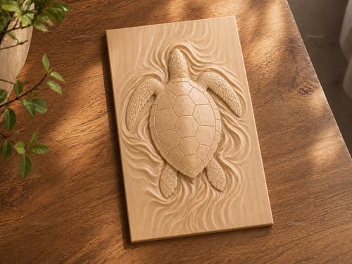 Fichier CNC tortue marine – bas-relief animal océan pour sculpture bois, décoration murale et vie marine STL
