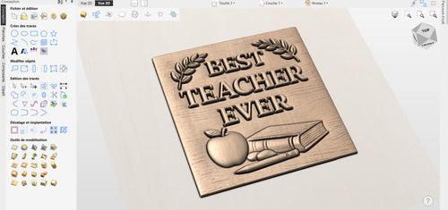 Fichier CNC & impression 3D panneau Best Teacher Ever – bas-relief bois pour cadeau professeur, décoration murale école STL