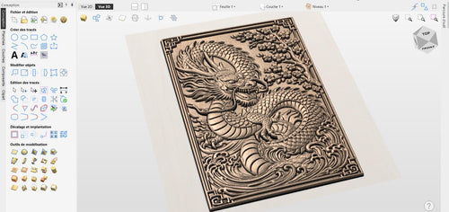 Fichier CNC dragon celtique viking, bas-relief bois fantasy, décoration murale dragon, panneau sculpture, modèle gravure 3D STL