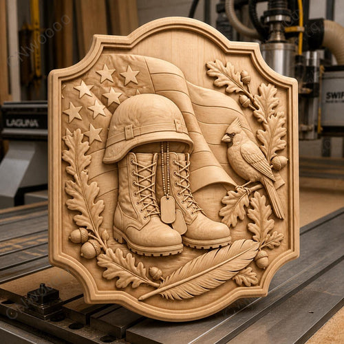 CNC & impression 3D relief bottes militaires avec drapeau et cardinal, fichier STL très haute qualité